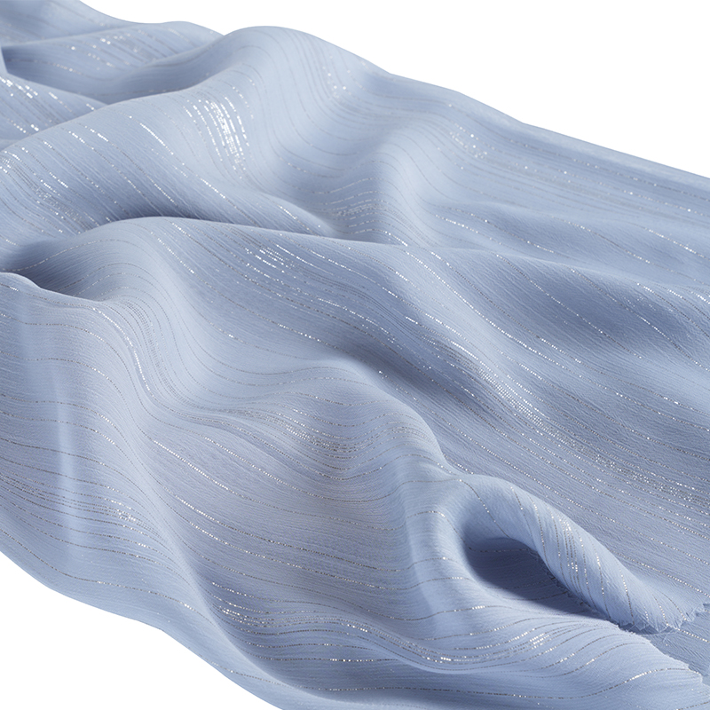 75D Irregular Silver Silk Chiffong Crepe