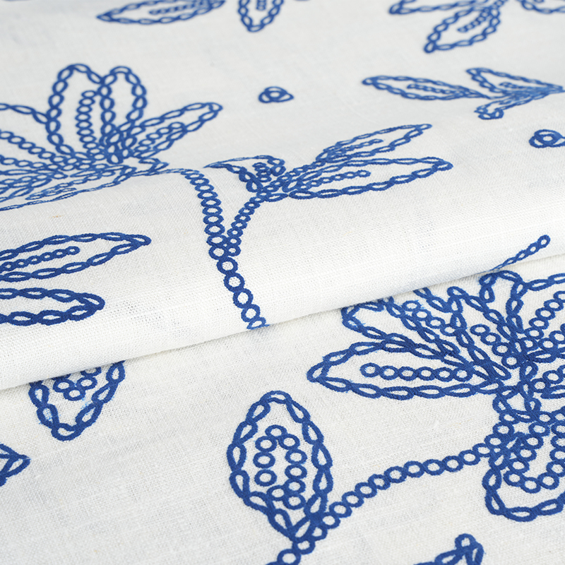 12S Viskos Linne Blommigt Foam Print Tyg