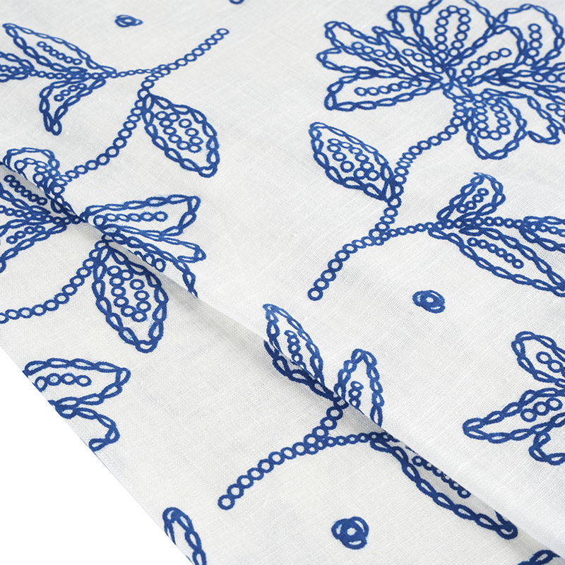 12S Viskos Linne Blommigt Foam Print Tyg