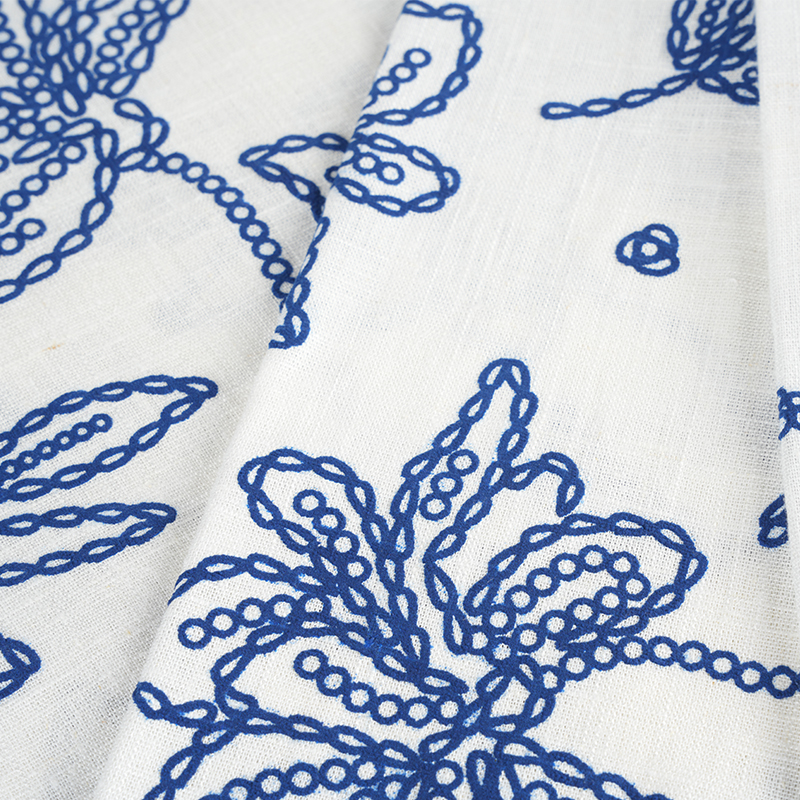 12S Viskos Linne Blommigt Foam Print Tyg