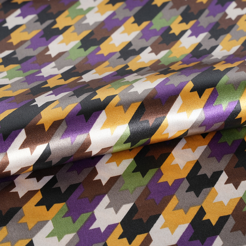 Polyester 50*75 Twisted Satin Geometrisk Satin Printing Tyg