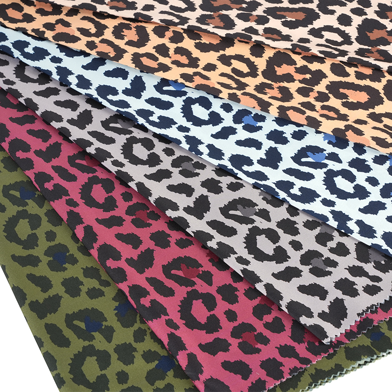 230T High Stretch Pongee Large Leopard Print Tyg