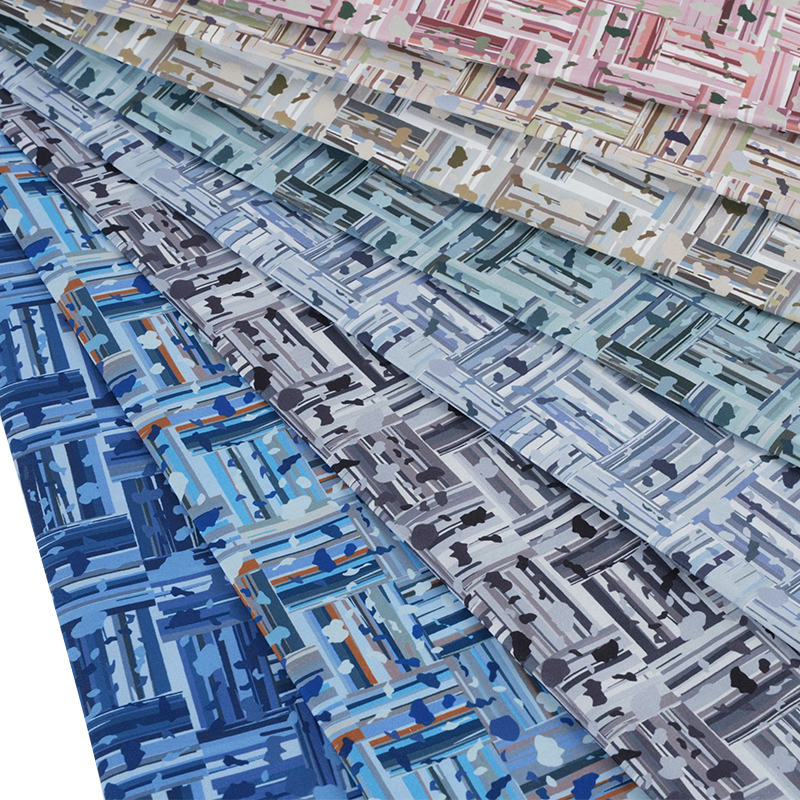 100D*40S Cool Silk Cotton Abstrakt Positiva och Negativa Block Digital Printing Tyg